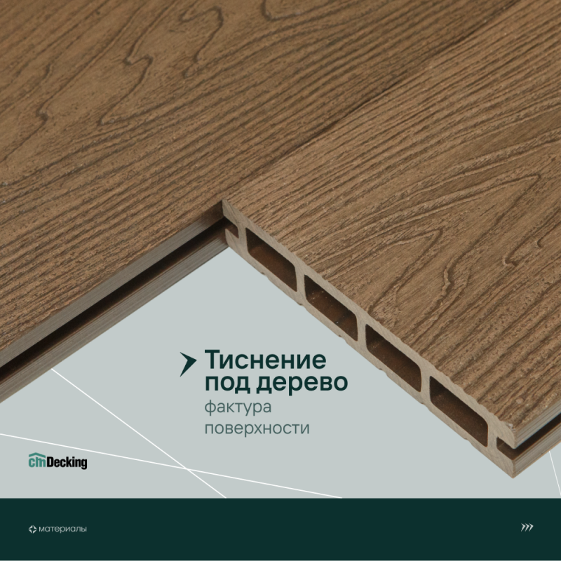 Террасная доска пустотелая с тиснением под дерево/вельвет CM Decking Robust,140*25*3000мм (merbau/мербау)