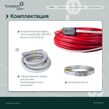 Теплый пол в стяжку Thermocable SVK-20, 18 м
