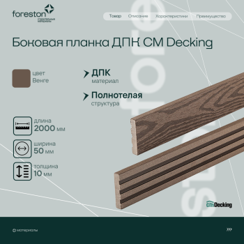 Боковая планка ДПК CM Decking ,50*10*2000мм (wenge/венге)