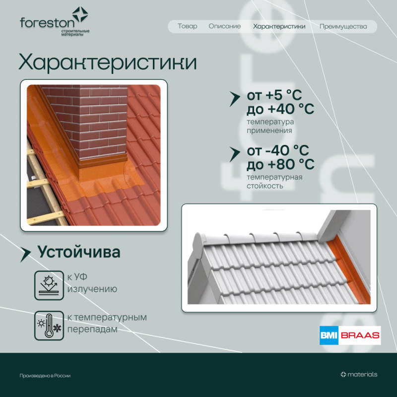 Лента для примыканий Абрис 250мм (5м), красный