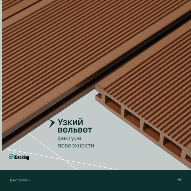 Террасная доска пустотелая серия Natur CM DECKING, 135*25*3000мм (рябина)