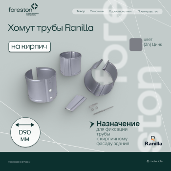 Хомут трубы на кирпич PE Ranilla D125/90 (Zn)