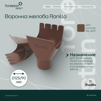 Воронка желоба PE Ranilla D125/90 (RAL8017 шoкoлaд)