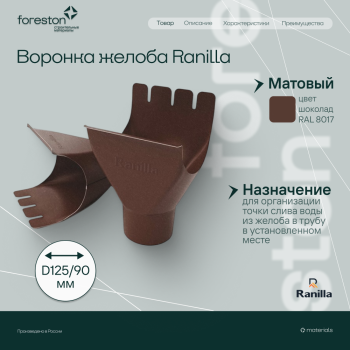 Воронка желоба Matta Ranilla D125/90 (RAL8017 шoкoлaд)