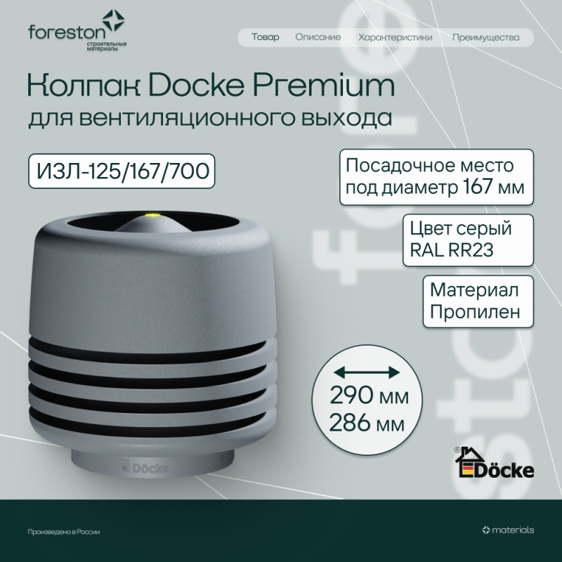 Колпак ИЗ 125 Docke, серый