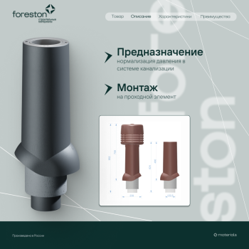 Вентиляционный выход канализации 110/167/500 Docke, черный (без колпака)