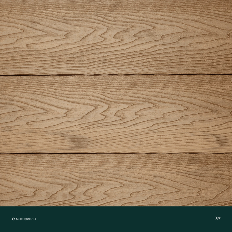 Террасная доска пустотелая с тиснением под дерево/вельвет CM Decking Robust,140*25*3000мм (teak/тик)